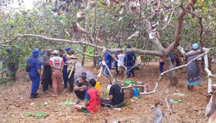Warga Wawonii menjaga lahannya, berhadapan dengan pihak polisi. Foto: Dok. Ist